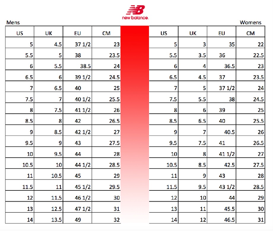 new balance guide size