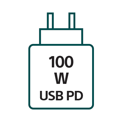 100 Watt Adapter with Power Delivery (PD) Recommended