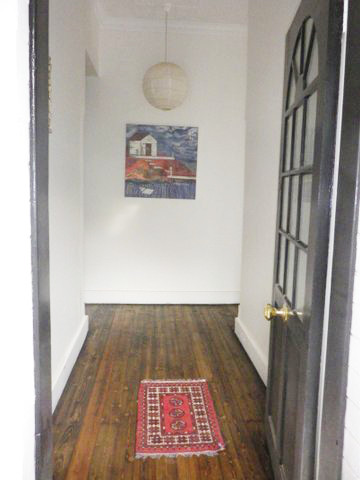 Entry and hallway in Kunos Smoked Oak on pine