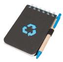 Recycled Paper Notebook and pen with recycled symbol