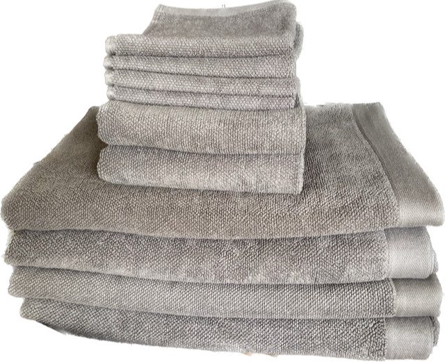 Stack of Warm charcoal Organic Cotton Towels