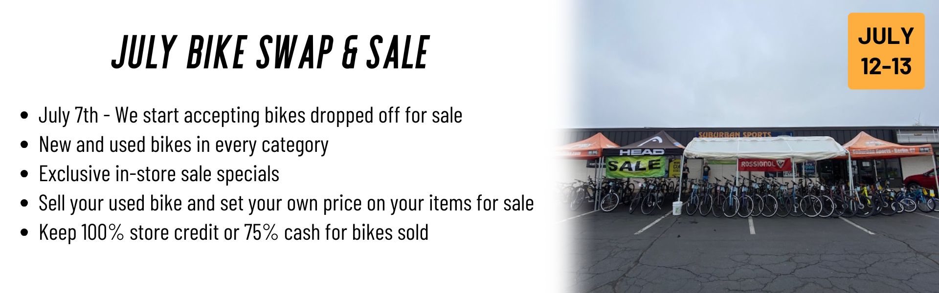 July used Bike Swap & Sale - july 12-13 - suburban sports CT