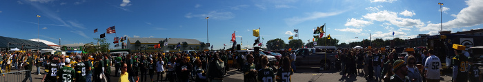 Tailgating at Lambeau Field at the Green Bay Packers game verus the New York Jets