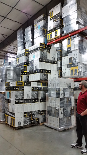 Saris Warehouse stacked full of Saris Bike Racks