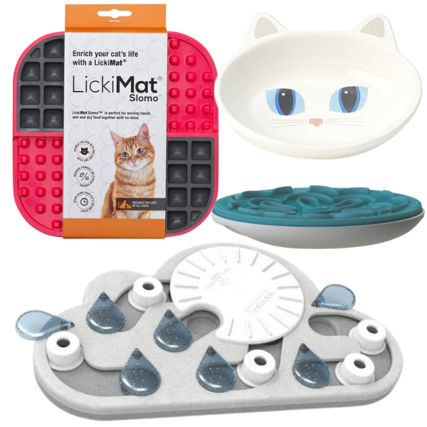 Kasian House Dog and Cat Lick Mat with Water Bowl & Lid, Slow Feeder B