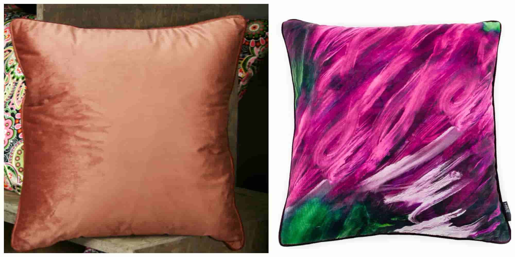 pink colour cushions in the interior