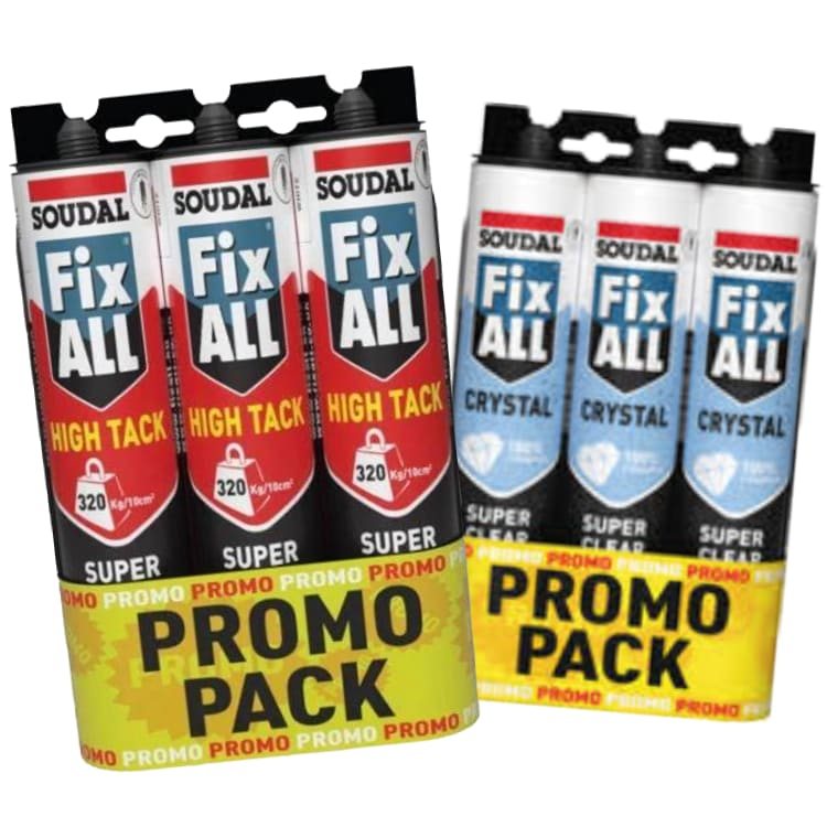 Soudal Promotion – Pack of 3 All Fix High Tack & Crystal Clear