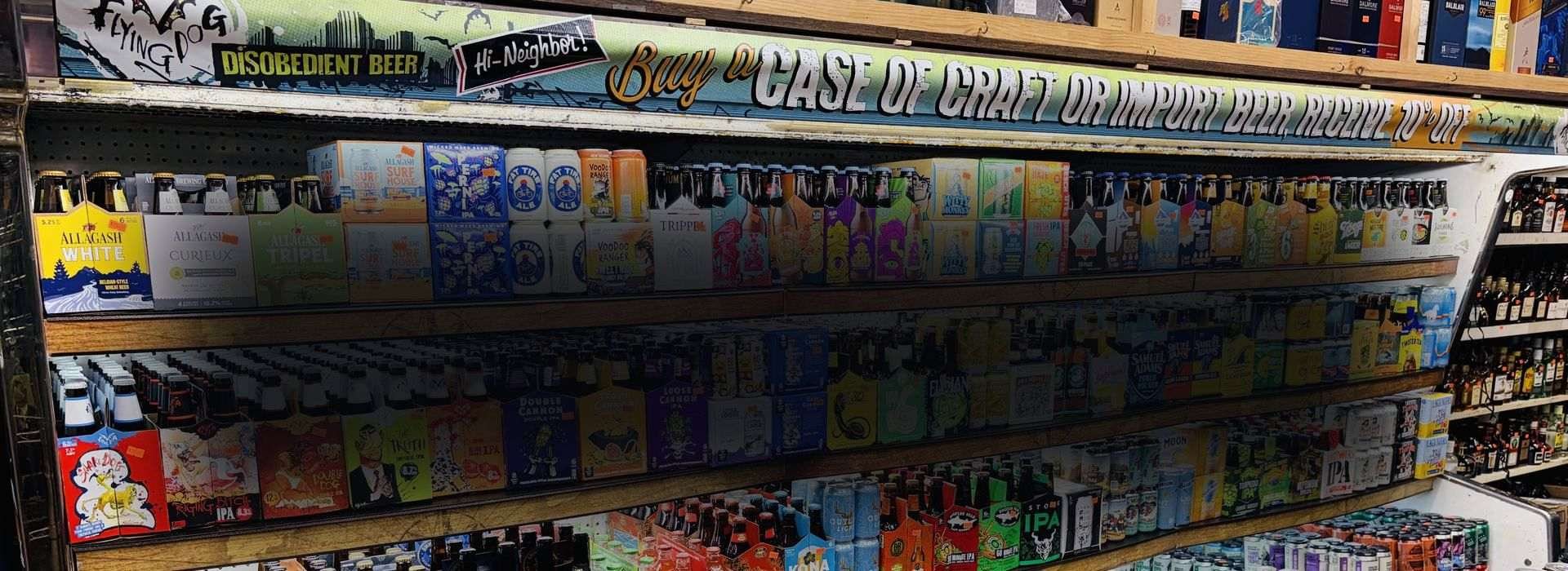 Craft beer wall at Chevy Chase Wine & Spirits