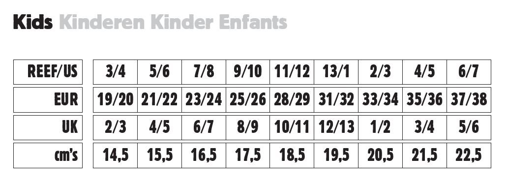 Reef flip discount flop size chart