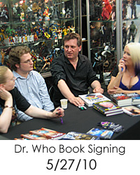 Dr. Who Book siging event with contributors and fans including David Jhowe and Same Stone
